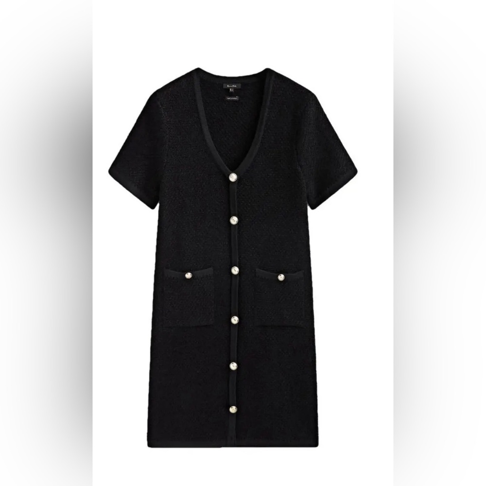 Massimo Dutti black knit mini dress
